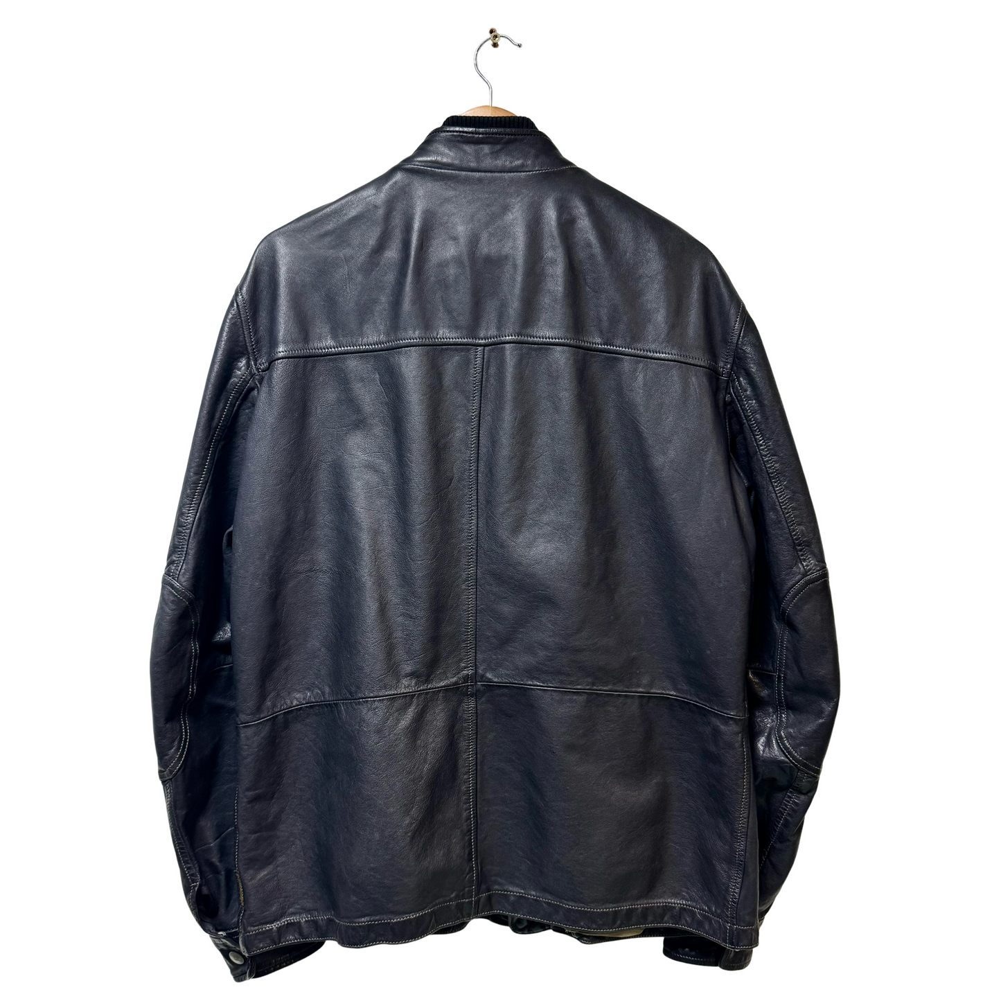 Early 2000s Armani Jeans Triple Pocket Leather Jacket - XL