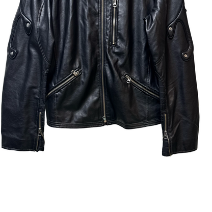 Early 2000s Armani Jeans Dual Sleeve Logo Leather Jacket - L
