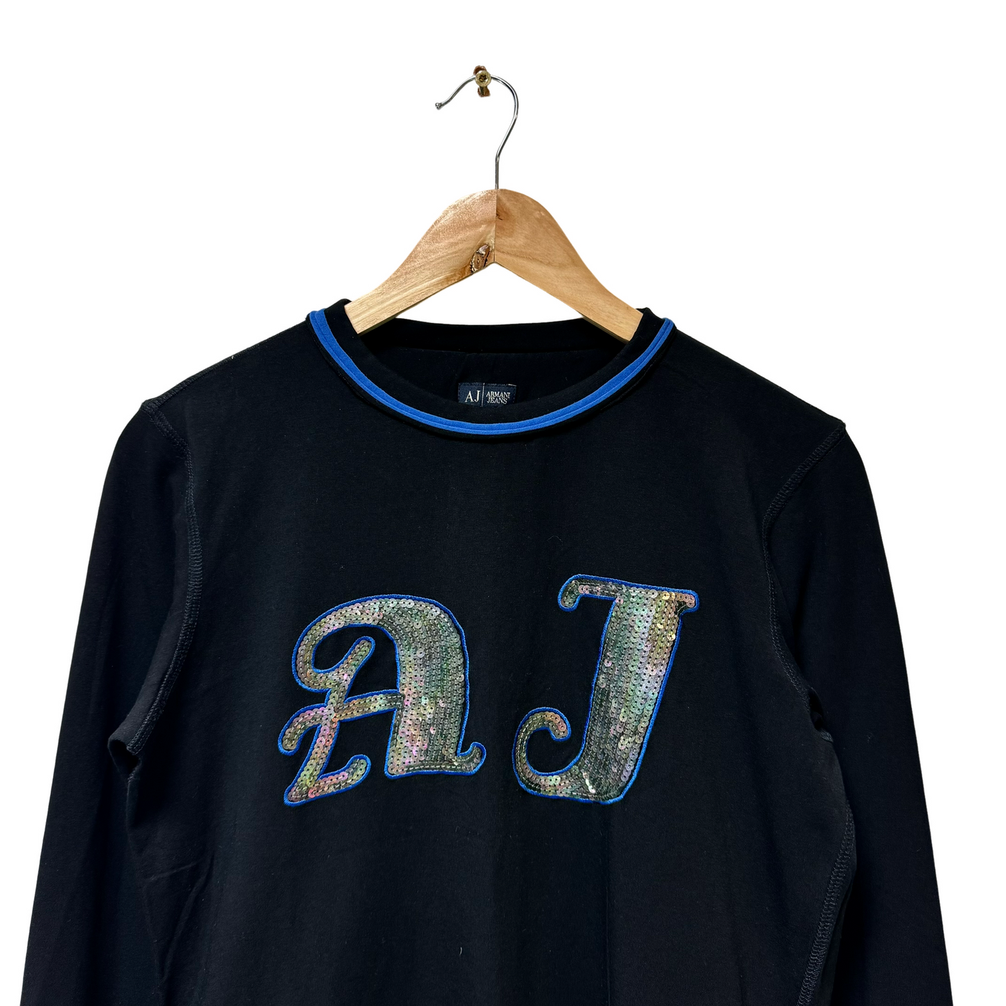 Early 2000s AJ Sequin Logo L/S Tee - M