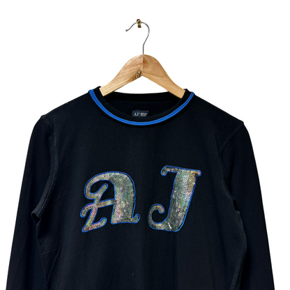 Early 2000s AJ Sequin Logo L/S Tee - M