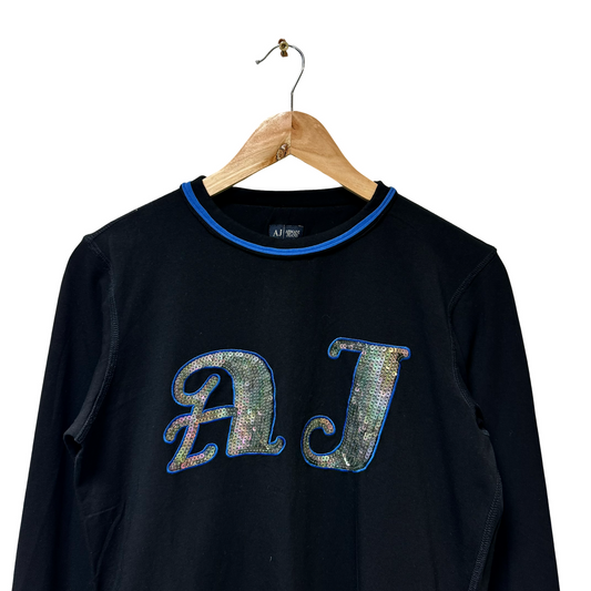 Early 2000s AJ Sequin Logo L/S Tee - M
