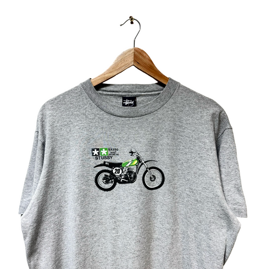 Late 90s Stussy Motor Bike Logo Tee - L