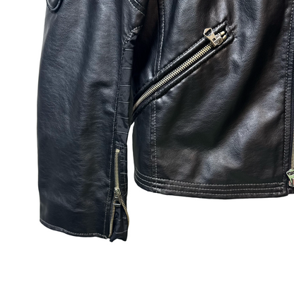 Early 2000s Armani Jeans Dual Sleeve Logo Leather Jacket - L