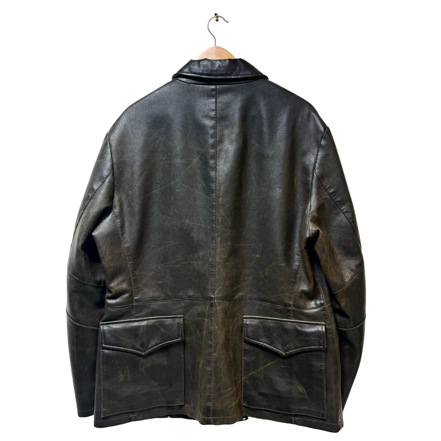 Early 90s Armani Jeans Reverse Pocket Leather Jacket - XL