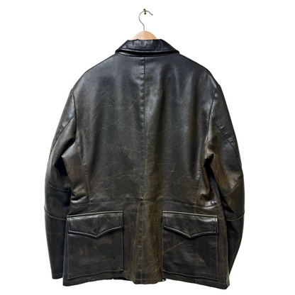 Early 90s Armani Jeans Reverse Pocket Leather Jacket - XL