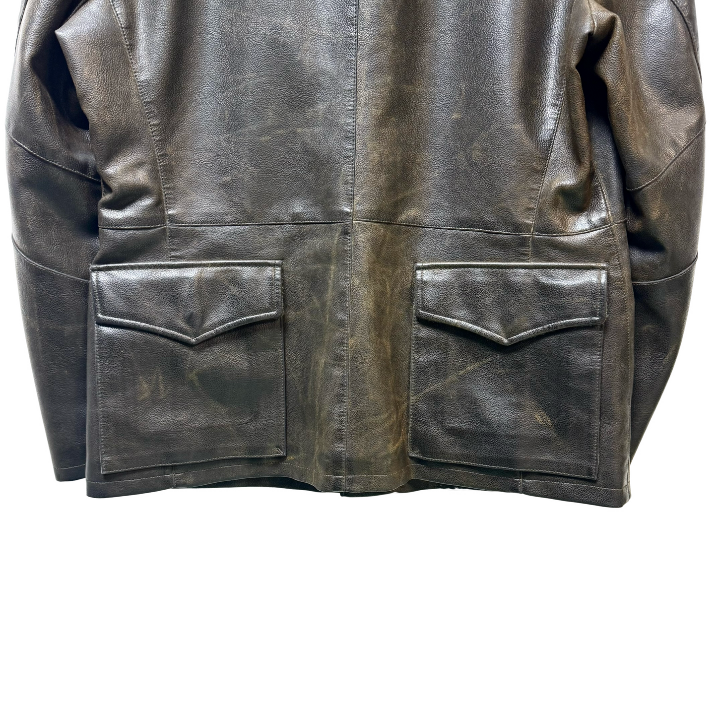 Early 90s Armani Jeans Reverse Pocket Leather Jacket - XL