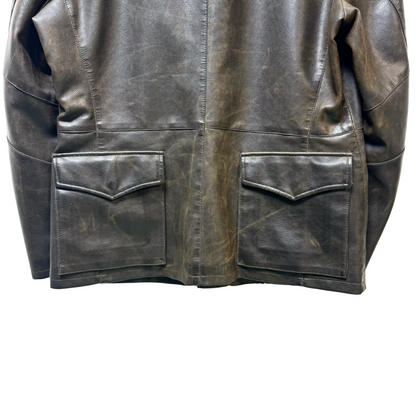 Early 90s Armani Jeans Reverse Pocket Leather Jacket - XL