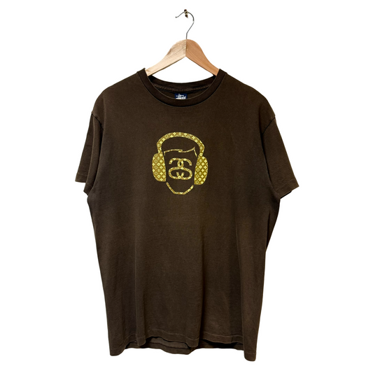 Late 90s Stussy LV Headphones Logo Tee - L