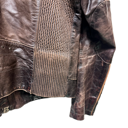Late 90s Armani Jeans Piped Leather Jacket - L