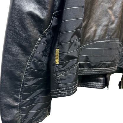 Early 2000s Armani Jeans Dual Sleeve Logo Leather Jacket - L
