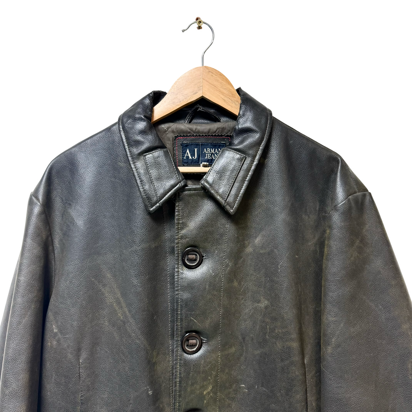 Early 90s Armani Jeans Reverse Pocket Leather Jacket - XL