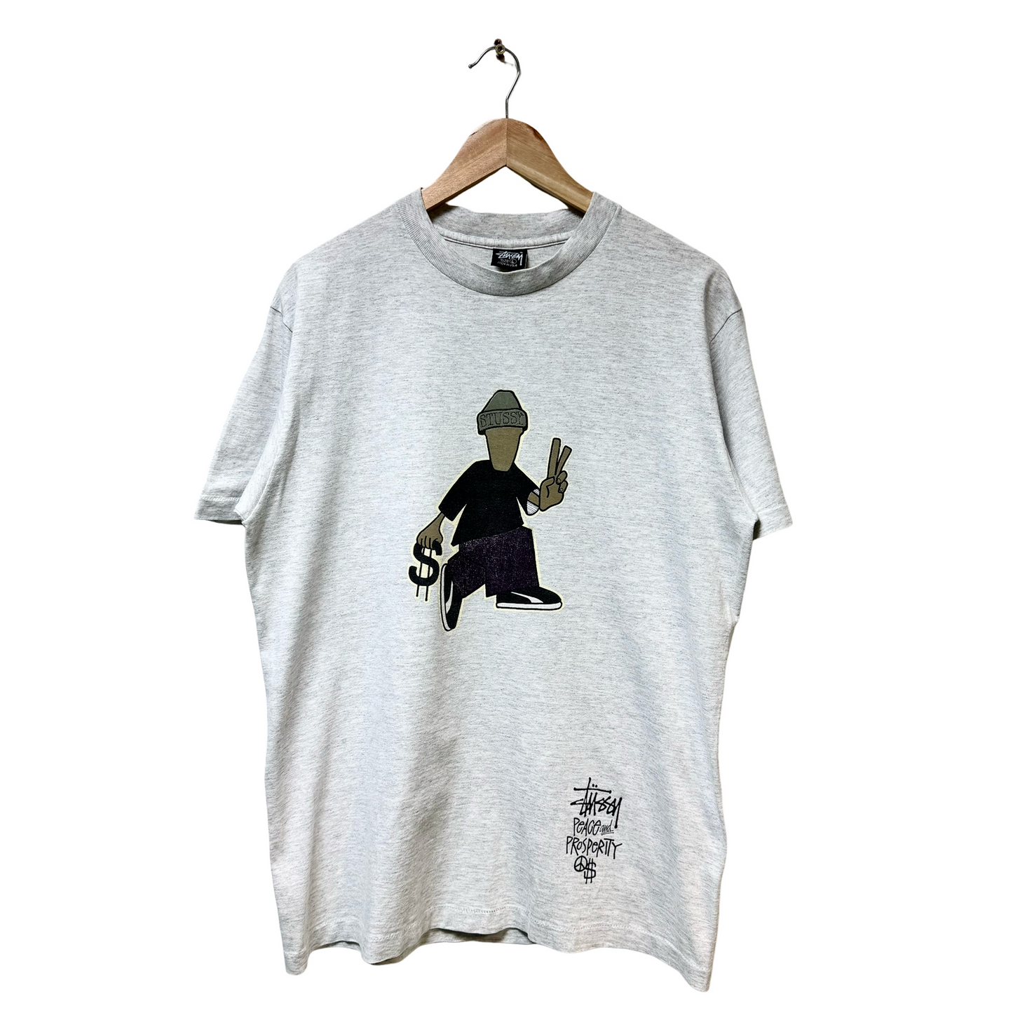 Early 90s Stussy Peace And Prosperity Tee - L
