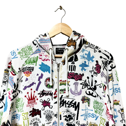 Early 2000s Stussy Multi Logo Full Zip Hoodie - L