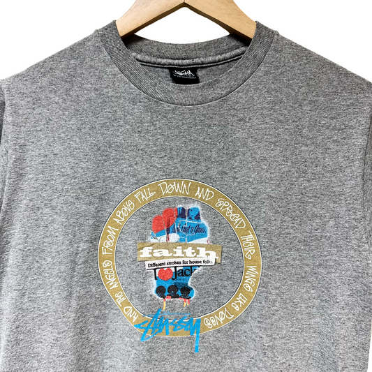Early 2000s Stussy x Faith House Records Logo Tee - S