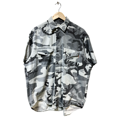 Early 90s Stussy Full Camo Short Sleeve Shirt - L/XL