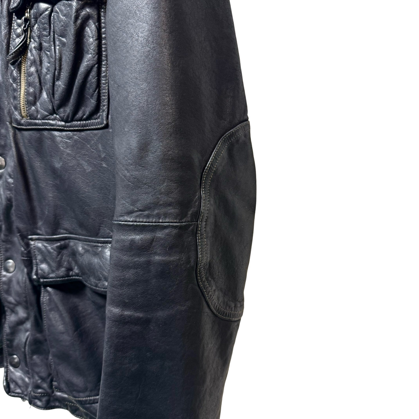 Early 2000s Armani Jeans Triple Pocket Leather Jacket - XL