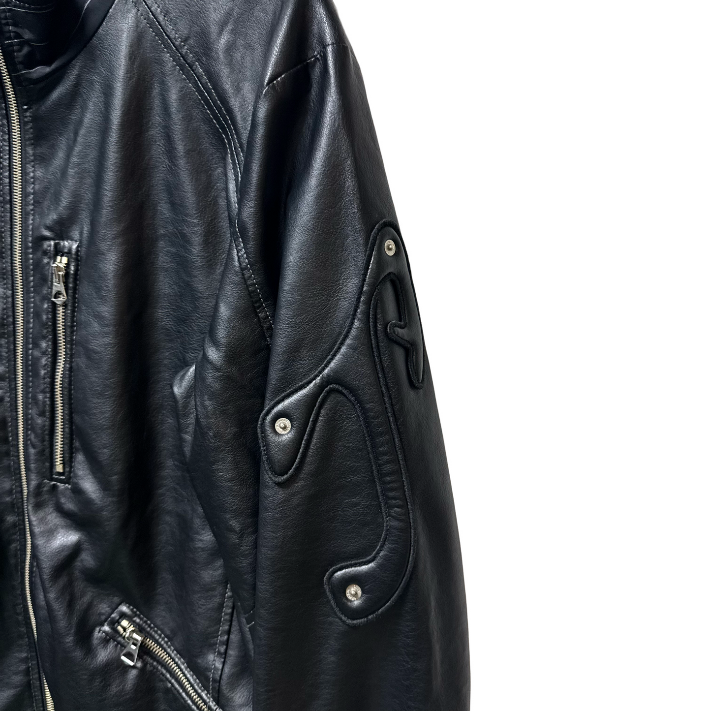 Early 2000s Armani Jeans Dual Sleeve Logo Leather Jacket - L