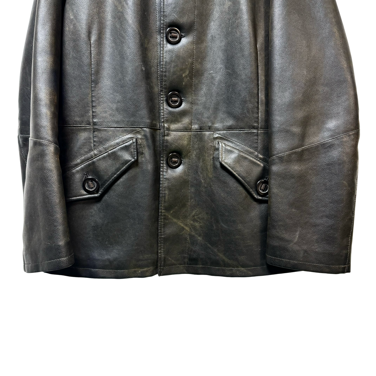 Early 90s Armani Jeans Reverse Pocket Leather Jacket - XL