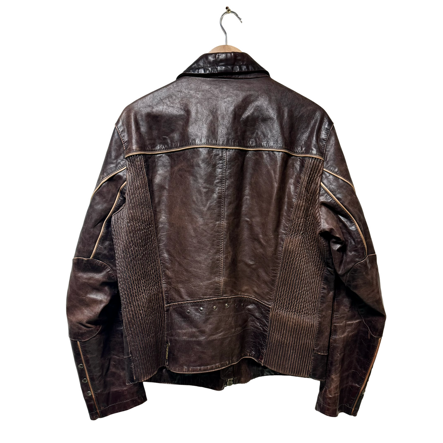 Late 90s Armani Jeans Piped Leather Jacket - L