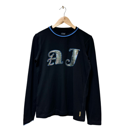 Early 2000s AJ Sequin Logo L/S Tee - M