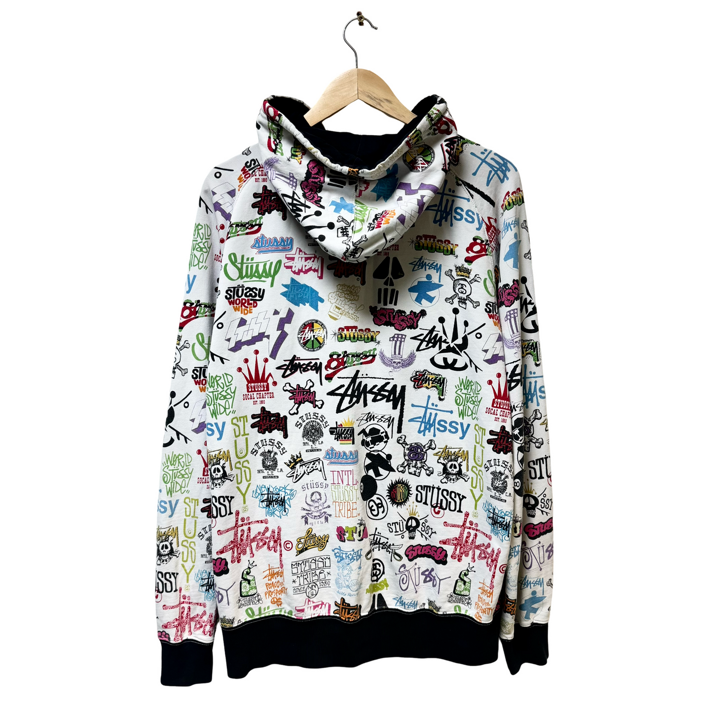 Early 2000s Stussy Multi Logo Full Zip Hoodie - L