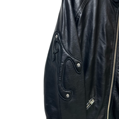 Early 2000s Armani Jeans Dual Sleeve Logo Leather Jacket - L