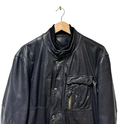 Early 2000s Armani Jeans Triple Pocket Leather Jacket - XL