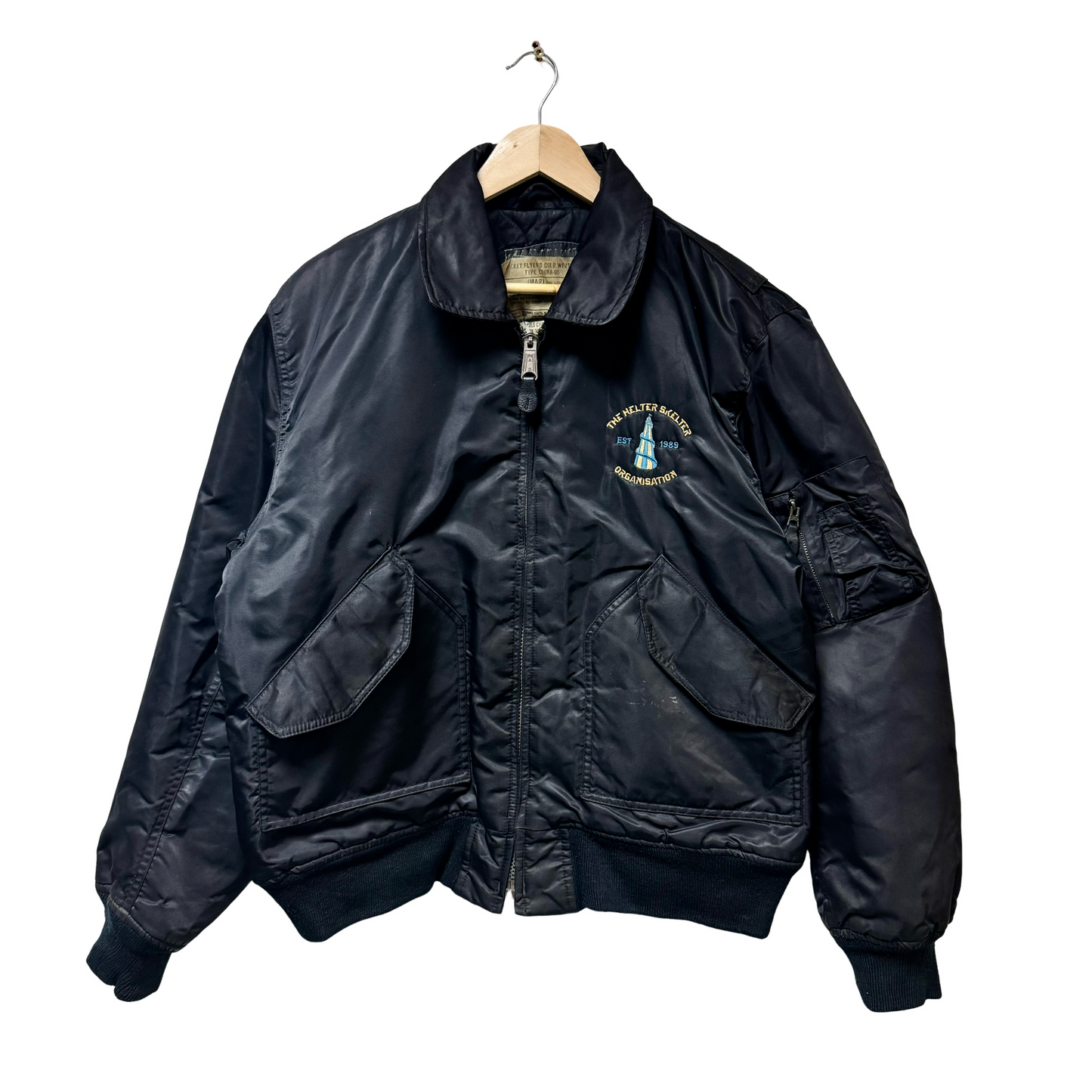 Early 90s Helter Skelter Slide Logo Bomber Jacket - XL