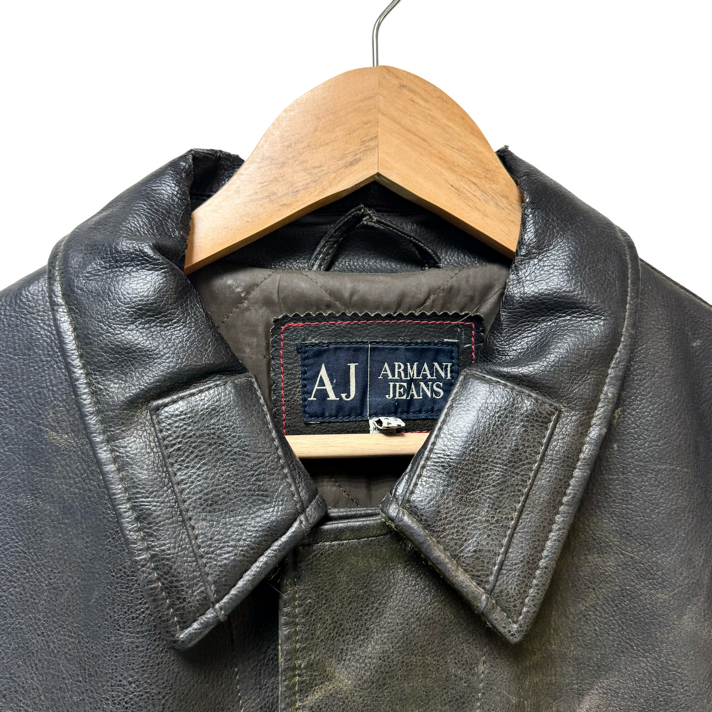 Early 90s Armani Jeans Reverse Pocket Leather Jacket - XL