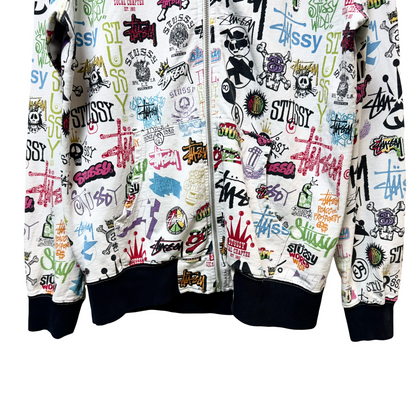 Early 2000s Stussy Multi Logo Full Zip Hoodie - L