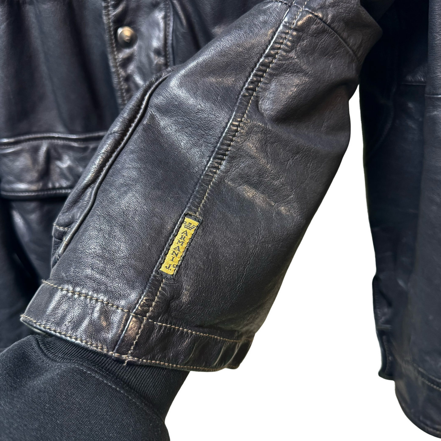 Early 2000s Armani Jeans Triple Pocket Leather Jacket - XL