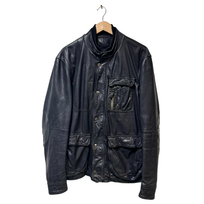 Early 2000s Armani Jeans Triple Pocket Leather Jacket - XL