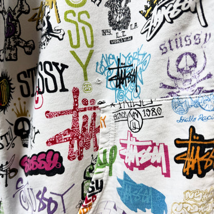 Early 2000s Stussy Multi Logo Full Zip Hoodie - L