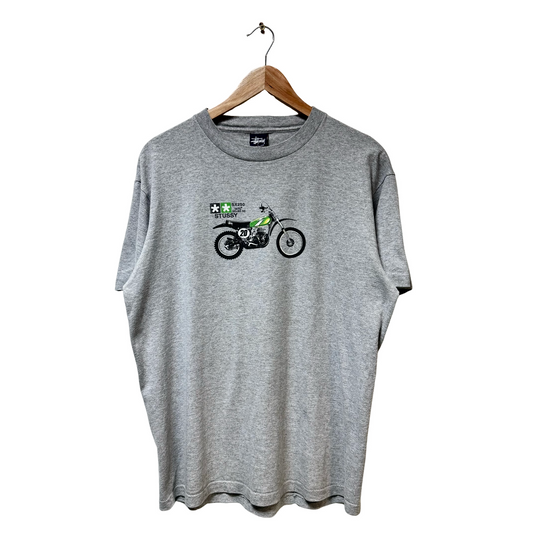 Late 90s Stussy Motor Bike Logo Tee - L